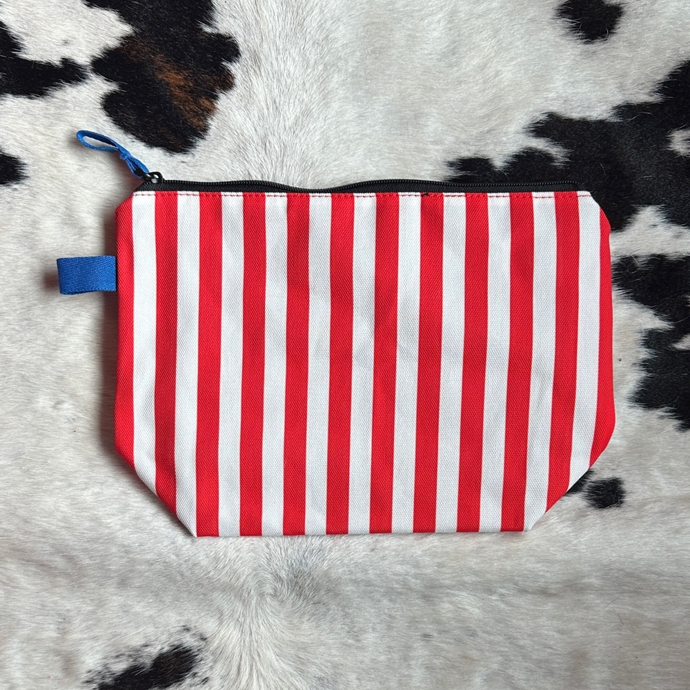 SKOGSSALLAT Toiletry bag, red/white/stripe NEW